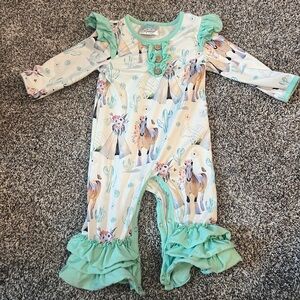 Mint Green Horse Print Kids Bodysuit
